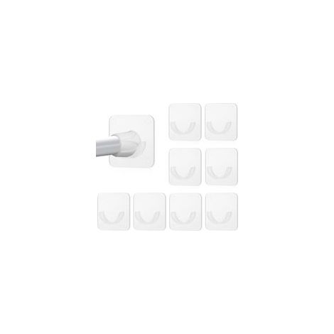 8 Supports Tringle Rideau Douche Auto-Adhésifs - Sans Perçage - Installation Facile - Montage Mural - Universels pour Barres de Douche - Blanc/Transparent (1/5)