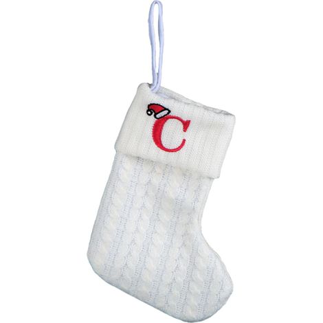 Chaussette De Noël - Tricotée Blanche Avec Initiale Brodée - Pour Décoration De Sapin Ou Cheminée - 20 Cm - 1 Pièce (1/5)