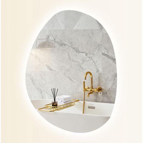 Miroir de salle de bain avec éclairage LED 70 x 50 cm, 3 couleurs d'éclairage, luminosité réglable, fonction antibuée, fonction mémoire, IP44