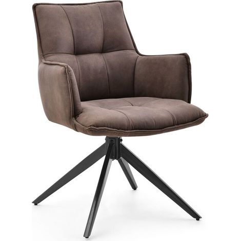 [NEUWERTIG] B-Ware hjh LIVING Drehstuhl Tavaro Stoff braun mit Armlehnen für Esszimmer 120 kg (1/2)