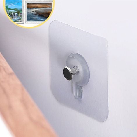 Lot de 4 crochets adhésifs transparents résistants sans perçage pour salle de bain douche serviettes rangement