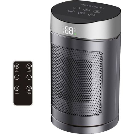 Chauffage d'appoint Soavoa Céramique 1500W Oscillant Silencieux avec Télécommande et Thermostat pour Bureau Chambre (1/4)
