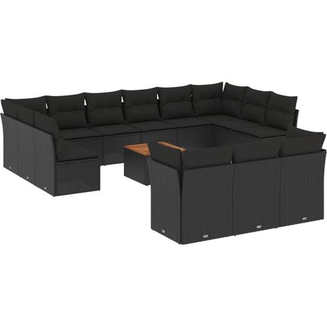 Maison Exclusive - 14-tlg. Garten-Sofagarnitur mit Kissen Schwarz