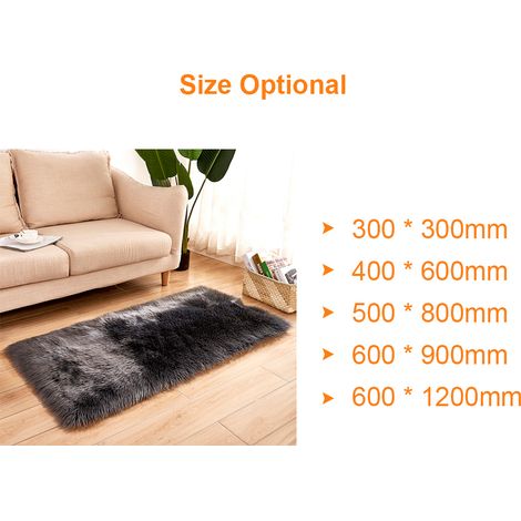 Tapis longs, ultra doux et moelleux, de forme rectangulaire, en fausse peau de mouton et laine, pour salon, chambre, balcon, tapis de sol (1/5)