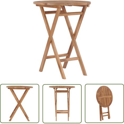 The Living Store Table pliable de jardin 60 cm Bois de teck solide - Table Pliante - Table De Jardin - Table En Teck - Mobilier De Jardin - Table Extérieure (1/5)