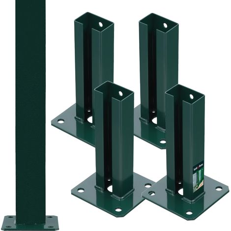 KOTARBAU® 4 Pièces Support Poteau - pour Clôture - à Visser - Pied de Poteau - Acier Revêtu par Poudre - 60 x 40 mm - Vert - Fixation Robuste (1/5)