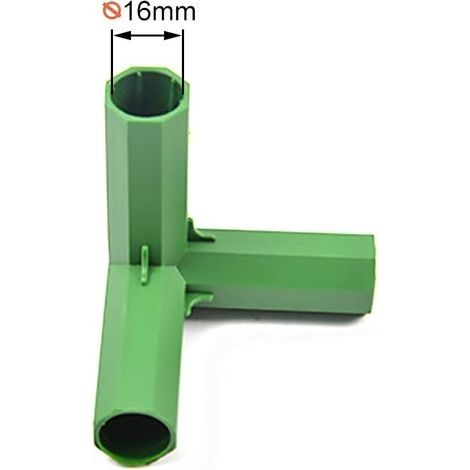 Gewächshausrahmenverbinder, Gewächshausrahmen-Möbelverbinder, 10 Gartenrahmen-Verbindungszubehörteile, 16 mm stabile Stütze für Gewächshausrahmen (3-Wege-Rechtwinkel) (1/4)