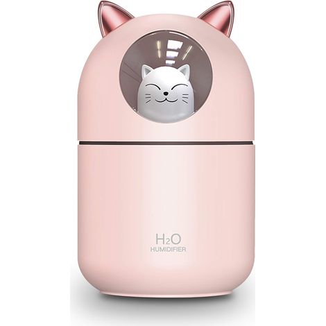 Humidificateur À Brouillard Froid - 300 ml - Avec Veilleuse Chat - Pour Chambre À Coucher Bureau Voiture - Fonctionnement Silencieux Et Arrêt Automatique (1/5)