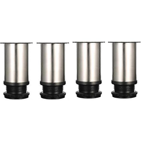 Quatre pieds réglables, de 8 cm de haut, pieds de meuble, pieds de table et pieds de meubles épais, en acier inoxydable brossé, réglables en hauteur de 0 à 15 mm, équipés d'un support en acier inoxyda (1/5)