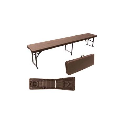 PANCHINA BIRRERIA PIEGHEVOLE IN HDPE MARRONE SCURO CM.183X30X43H. chiusa cm.92x30x9h. VETTE