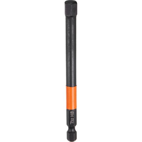 1Pcs H8 Embout de Tournevis Hexagonal 8mm Métrique Pointe Plate 1/4" Tige Hexagonale 100mm (4") Longueur Magnétique Phosphate Noir Embouts de Tournevis à Six Pans Creux (1/5)
