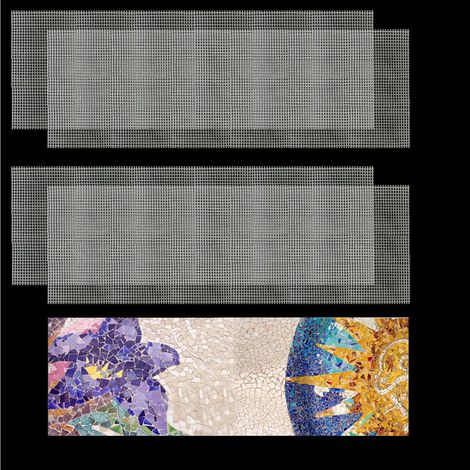 Lot de 4 filets mosaïque pour carrelage arrière, 40 x 100 cm, facile à couper, dos en fibre de verre, pour montage sur carrelage, bricolage, artisanat, pour traitement des murs et des sols (non (1/5)