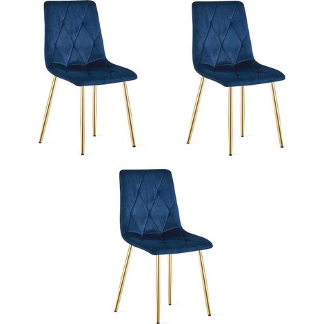 Libra-Sessel – marineblauer Samt / goldene Beine x 3 (1/5)