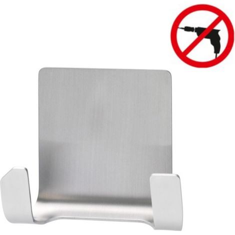 Tesa Powerstrips Doppelhaken aus rostfreiem Stahl, einfaches Anbringen ohne Bohren (59710-00-01) (1/4)