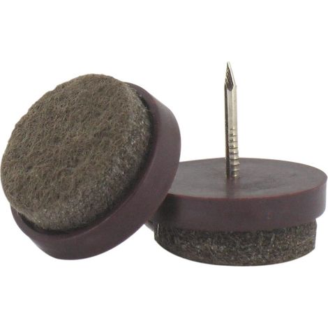Patín de fieltro marrón con clavos de 24 mm de diámetro, 4 unidades