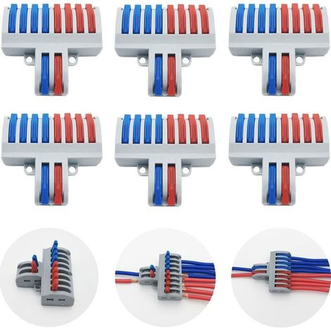 KZQ Connection Terminals, SPL-82 6 Pcs Electrical Connectors, Lever-Nut Wire Connectors, Compact Wire Connector (2 in 8 out) (1/5)