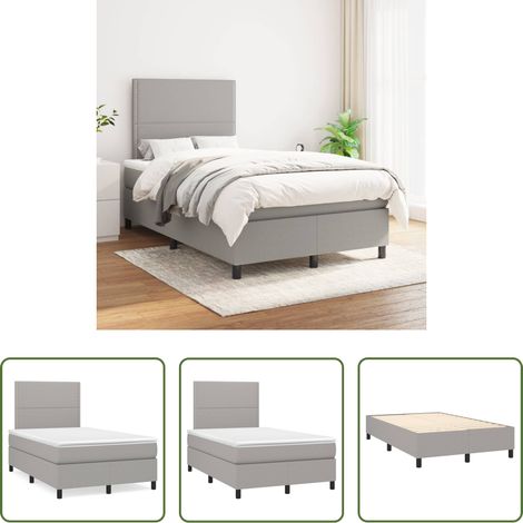 vidaXL Stoffbett - Boxspringbett mit Matratze Hellgrau 120x200 cm Stoff (1/5)