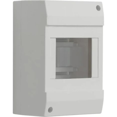 Quadro di distribuzione modulare, in plastica, 1x4, per montaggio a superficie, IP30, IK06, classe II, senza sportello, DB104W, 1X4P/SM, bianco, 3851