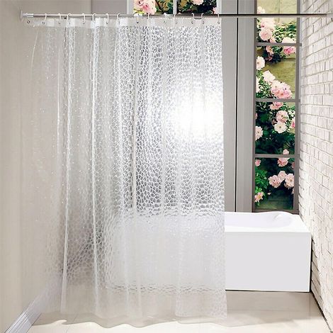 rideau de douche translucide 3D motif cube d'eau, rideau imperméable et épais anti-moisissure (180180cm)