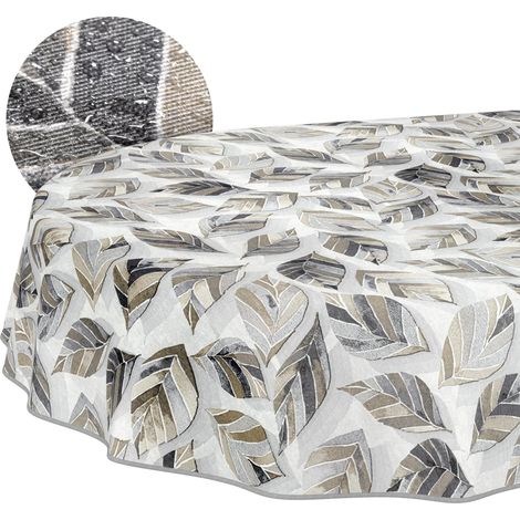 Nappe enduite Feuilles avec Ourlet Ovale 200x140 cm Anti-Taches (1/5)