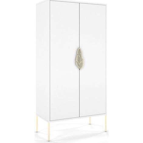 Commode Merlin 160 x 40 x 80 cm Bois - Blanc et doré (1/5)