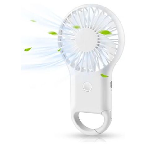 Ventilateur à Main Portable Mini Ventilateur Silencieux, Avec Mousqueton Portable, Convient Pour La Maison, Le Bureau et Les Voyages (blanc) (1/4)