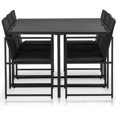 Maison Exclusive - 7-tlg. Garten-Essgruppe mit Auflagen Poly Ratt (1/5)