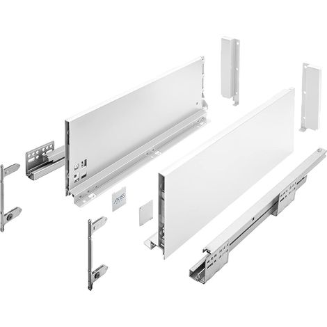 Schubladensystem Weiß Push to Open Vollauszug mit Unterflurführung 450mm 168mm (1/5)