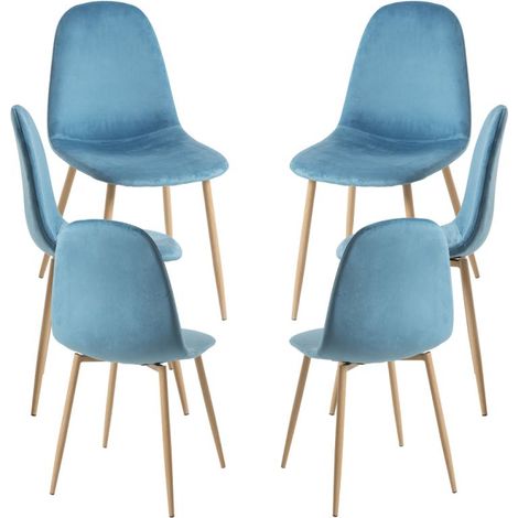 Packs Sillas Comedor - Pack 6 Sillas Teok Terciopelo - Verde azulado (1/5)
