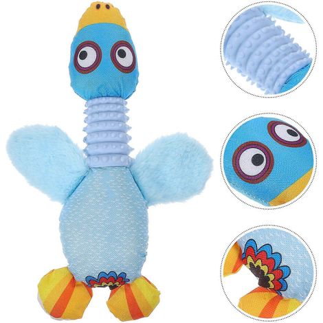 Peluche interactive pour chien, douce et compatible avec les chiens à mâcher (lot de 2), bleue, dessin animé (1/2)