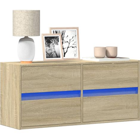 TV-Wandschrank mit LED-Beleuchtung Sonoma-Eiche 100x31x45 cm