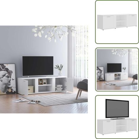 TV-Schrank Weiß 120x34x37 cm Holzwerkstoff - TV Schrank - Holzwerkstoff Möbel - Weißer TV Stand - Wohnzimmerschrank - Fernseher Regal (1/5)