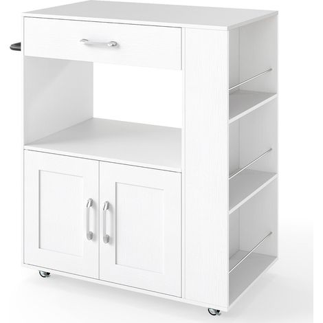 Carrello da cucina mobile 75 x 46 x 90,5 cm con cassetto e vano a giorno stile moderno legno lavorato bianco 200020980