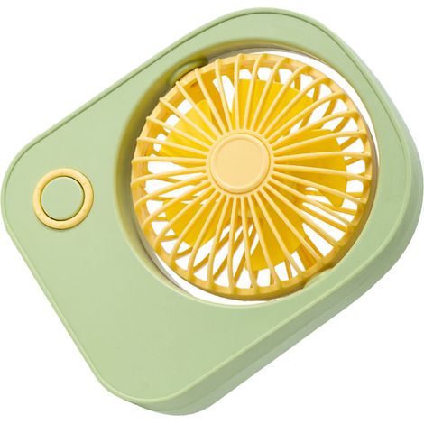 Petit ventilateur de bureau portable, direction du vent réglable à 115 degrés, mini ventilateur mignon pour étudiants, vert (1/5)