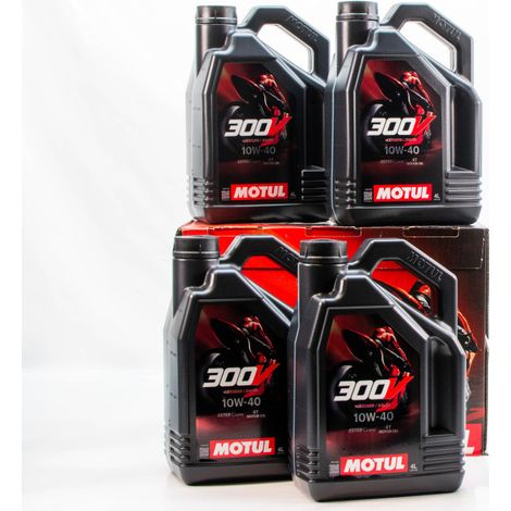 Carton 4 x 4L – MOTUL 300V Road Racing 10W-40 – Huile Moteur Moto 4T Ester Core (1/4)