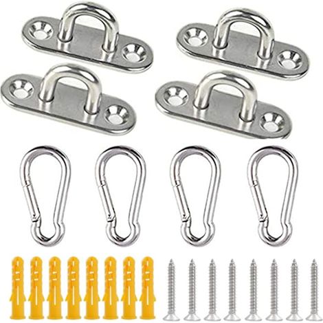 Plaques à Œil Inox M6 – Kit Fixation Parasol, Suspension Chaise Pivotante (1/5)