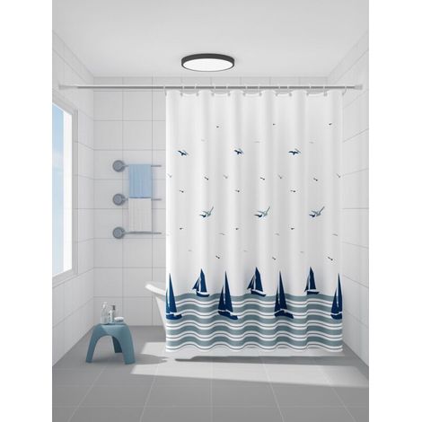 Rideau de douche lesté, anti-moisissure, imperméable et lavable (1 pièce).