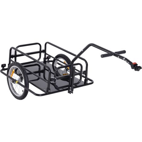 Remolque de bicicleta portacargas de acero negro 40 kg 155 x 71,5 x 77 cm (1/5)