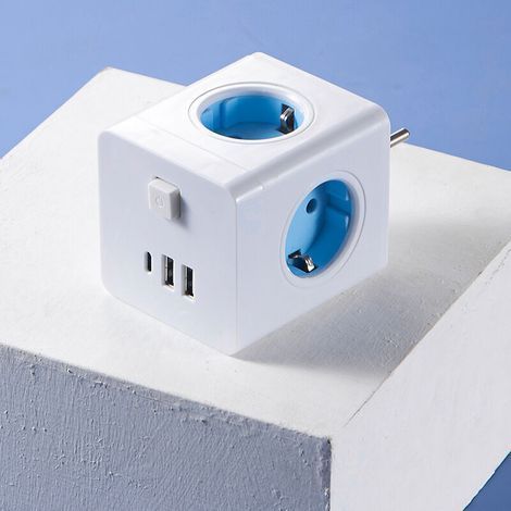 Cubic Wall Power Strip with Overload Protection and Surge Protector with Safety Door, Portable Travel Power Strip for Office (1/3)