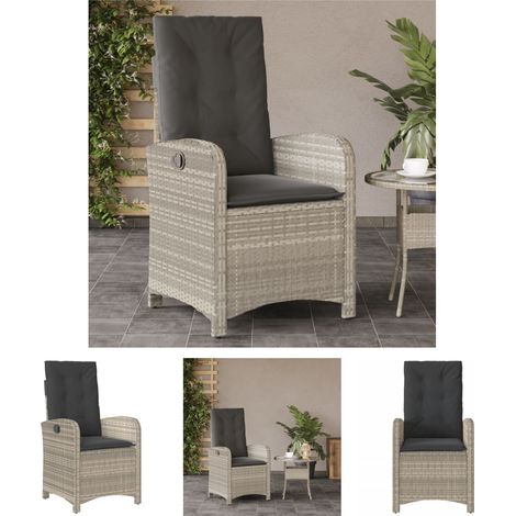 The Living Store Gartensessel mit Kissen Verstellbar Hellgrau Poly Rattan - Gartenstühle (1/5)