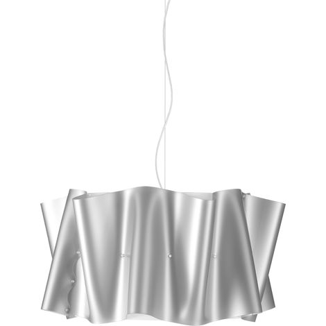 Lampadario a sospensione tre luci FOLIO paralume in Polilux Argento diametro 60x h32 cm (1/2)