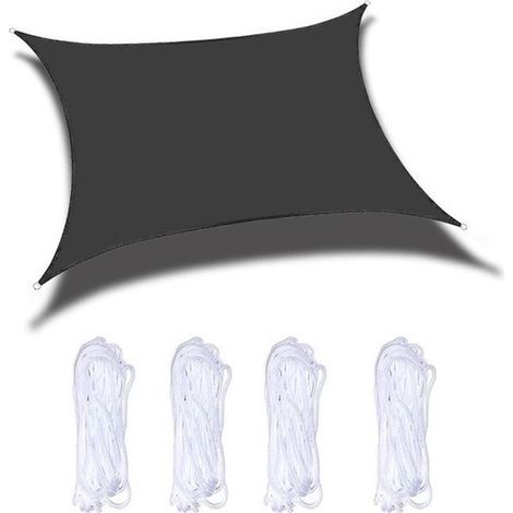 Sonnensegel Sonnenschutz wasserdichtes Sonnensegel rechteckig 200x300 cm schwarz inklusive Aufbewahrungstasche und Befestigungsschnüren (1/5)