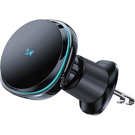 Support de voiture Wozinsky WCT5-Q6S2Y avec chargeur inductif Qi/MagSafe 15 W pour grille de ventilation avec ventilateur - Noir