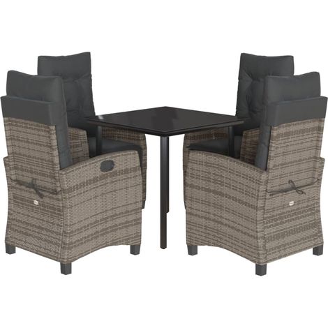 Maison Exclusive - Set da Pranzo da Giardino 5 pz con Cuscini in Polyrattan Grigio (1/5)