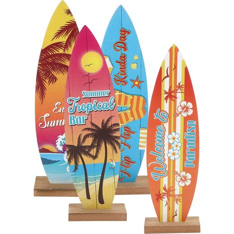 Lot de 4 Planches de Surf Deco en Bois de Boxwood, Ornement Miniature Décoratif de Surfboard, pour Home Decor et Photography, Style Côtier Réaliste (1/5)