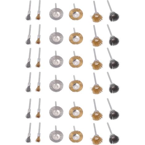 Kit de 36 pièces comprenant une brosse métallique plate en forme de bol, un stylo et des accessoires pour le polissage. (1/5)