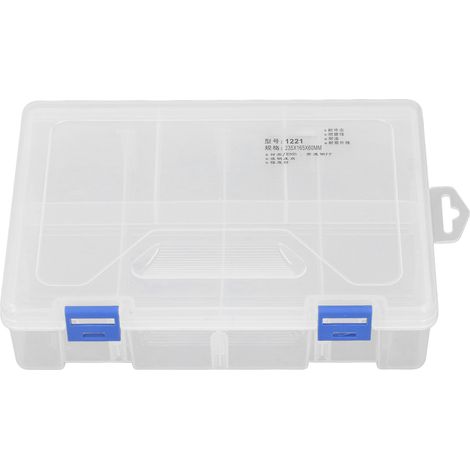 Transparente PP-Aufbewahrungsbox mit 8 Fächern und 2 Ebenen sowie verstellbaren Trennwänden für Kleinteile. (1/5)