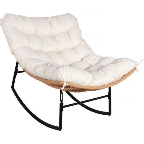 Silla mecedora "Papaya" con cojín para interior/exterior - Beige