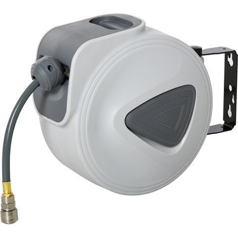 Avvolgitore per tubo ad aria compressa - tubo: 10 m + 0,9 m - Ø interno 3/8" (9,5 mm), 1/4" (6,35 mm) BSPT - avvolgitore automatico per tubo dell'aria retrattile grigio (1/4)