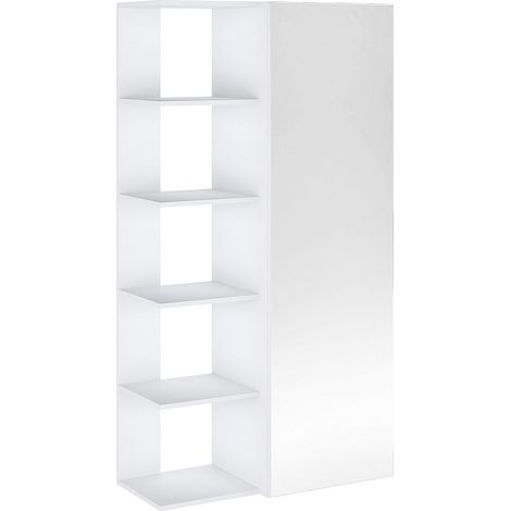 Armadio per scarpe con 4 scaffali e 1 anta specchio Bianco - SYLANY